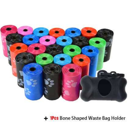 Disposable Dog Waste Bags – 75-Pack with Leash Clip & Bone Dispenser